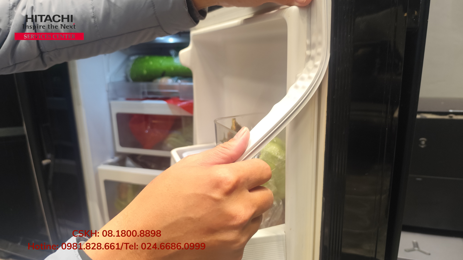 Thay gioăng cửa tủ lạnh Hitachi