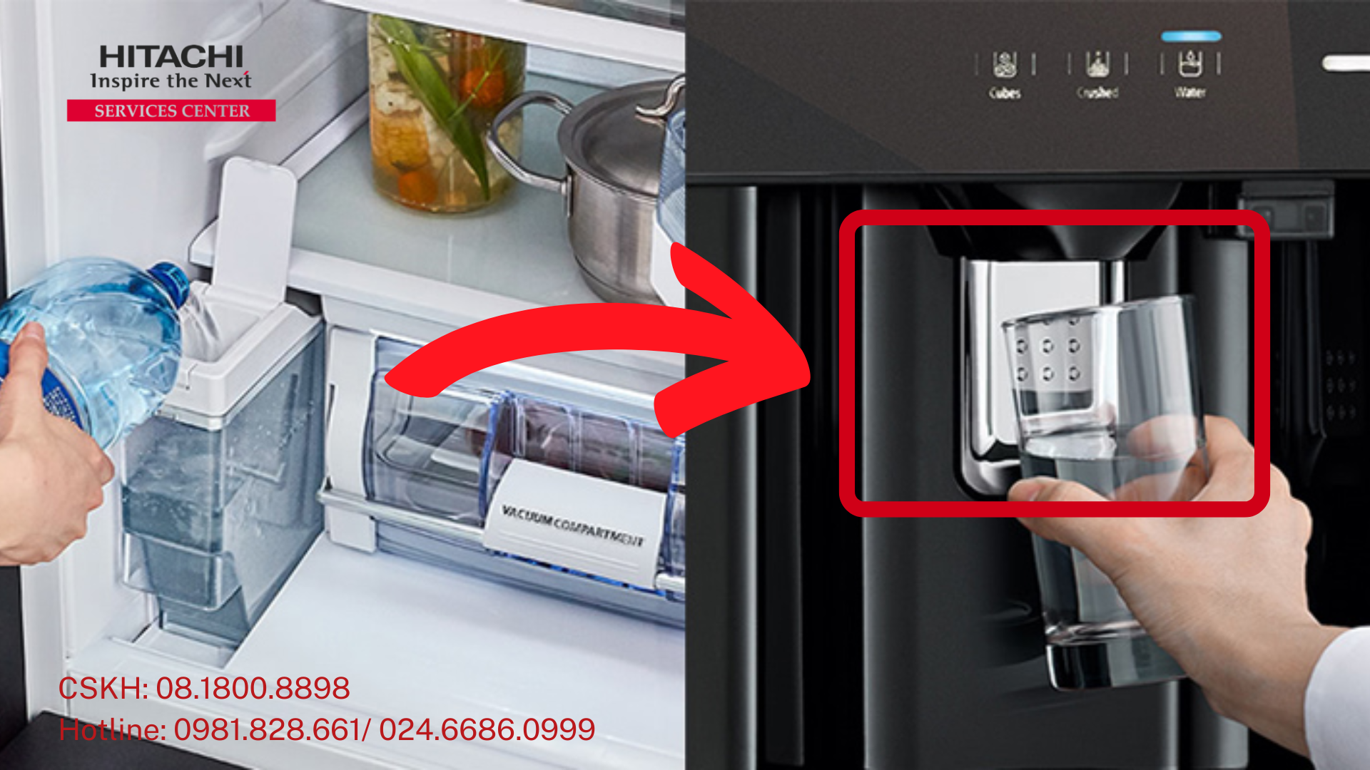 Lấy nước ngoài - chức năng trên các dòng tủ lạnh Hitachi hiện đại Lấy nước ngoài - chức năng trên các dòng tủ lạnh Hitachi hiện đại