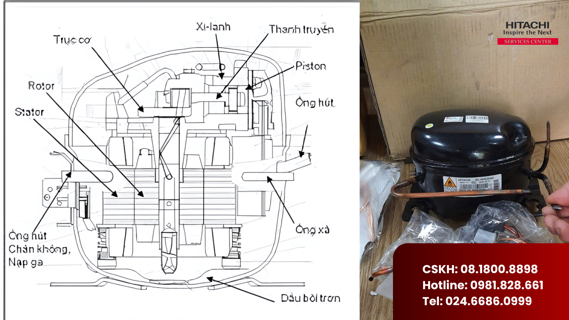 Cách đọc thông số block tủ lạnh Hitachi inverter - Cách phân biệt block chính hãng và hàng nhái (1) Cách đọc thông số block tủ lạnh Hitachi inverter - Cách phân biệt block chính hãng và hàng nhái (1)